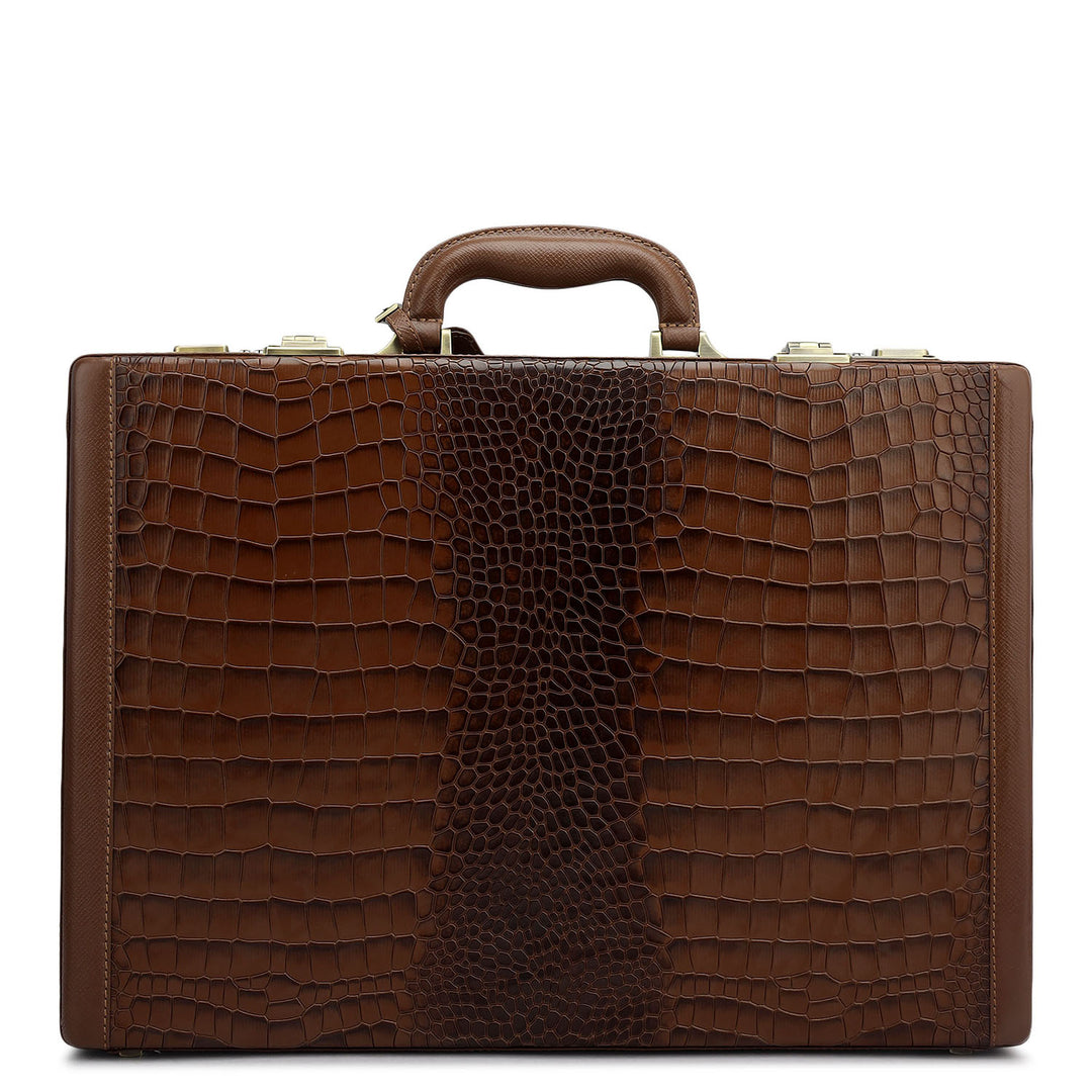 Croco Franzy Leather Brief Case - Date