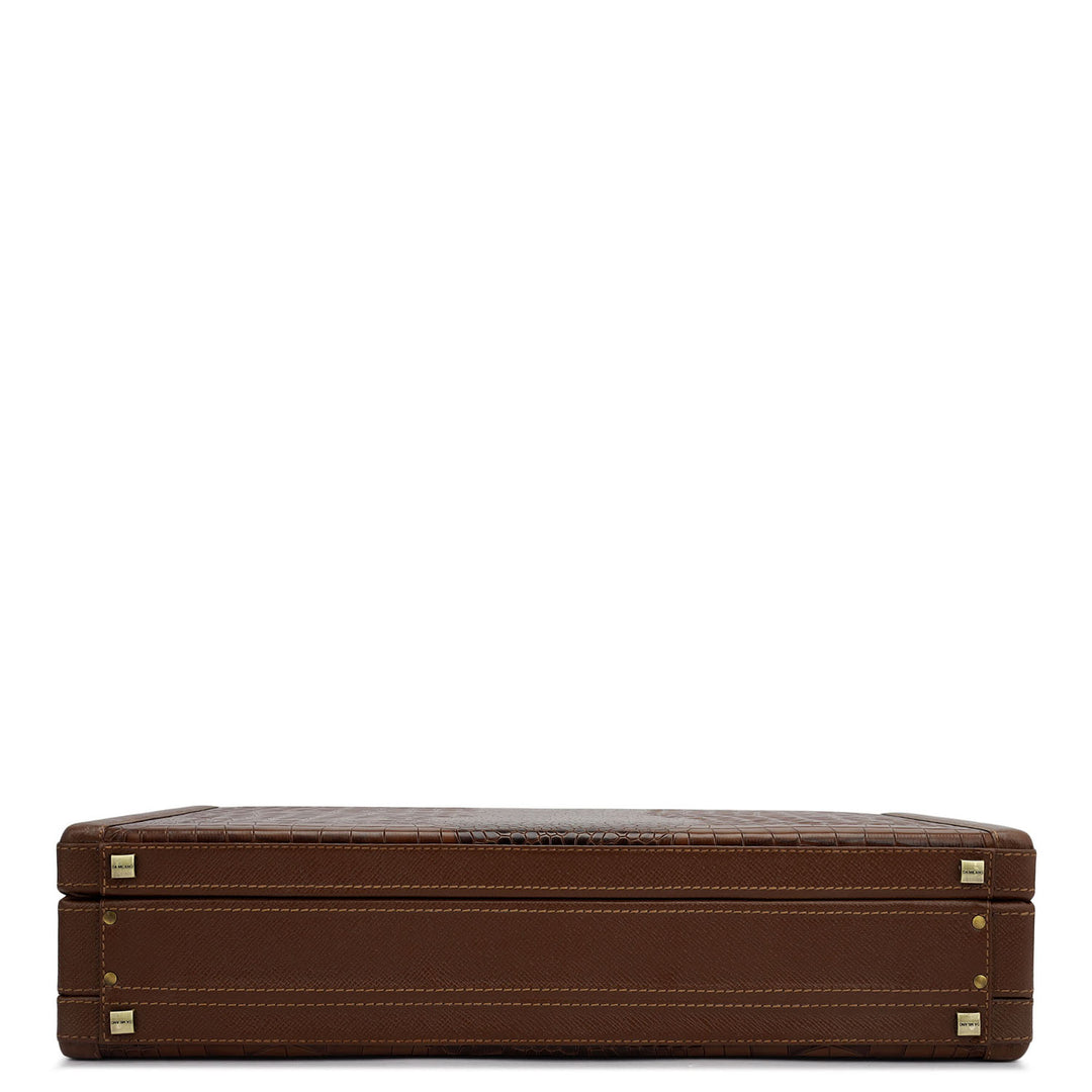 Croco Franzy Leather Brief Case - Date