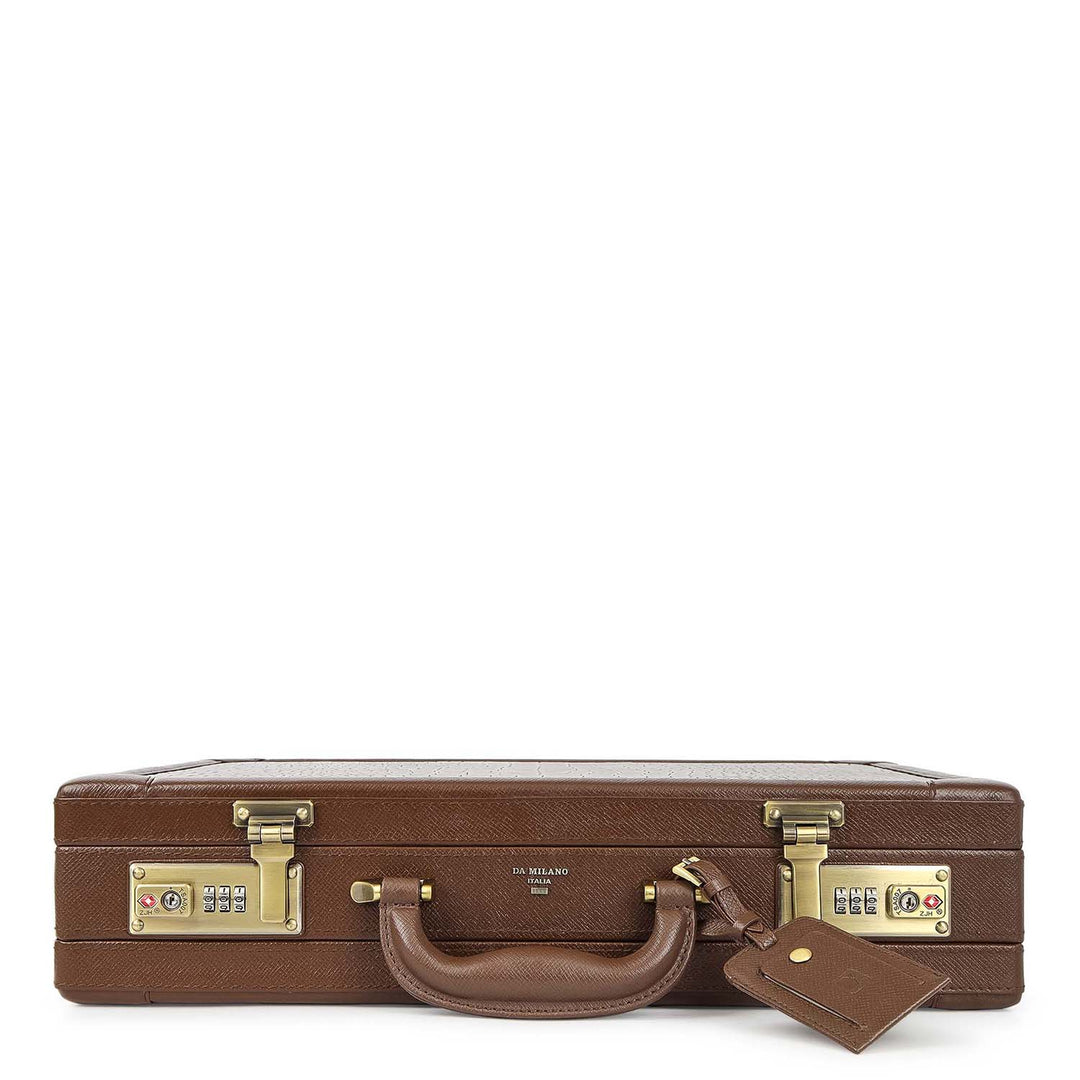Croco-Texture Briefcase - Walnut