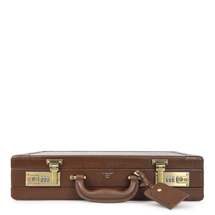 Croco-Texture Briefcase - Walnut