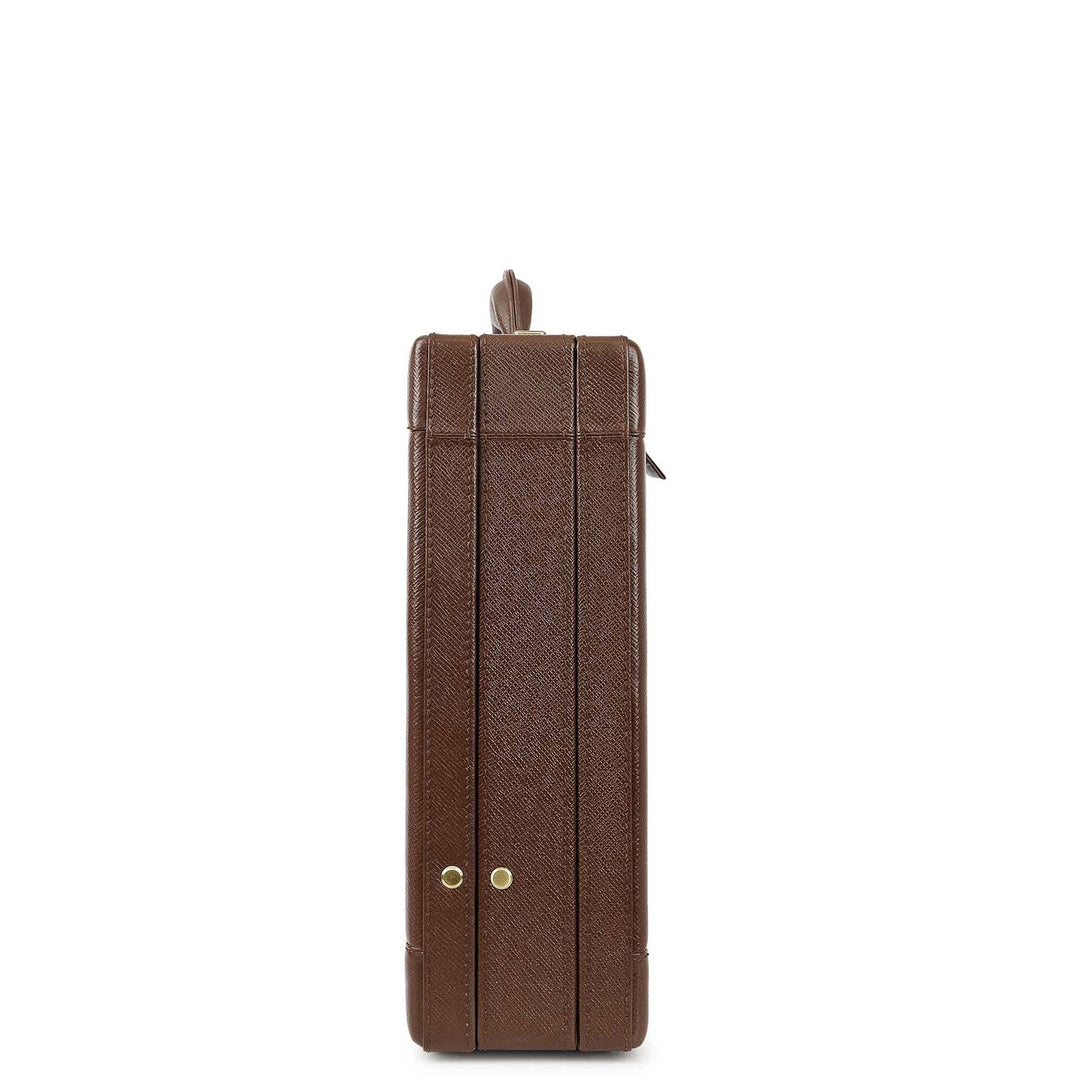 Croco-Texture Briefcase - Walnut