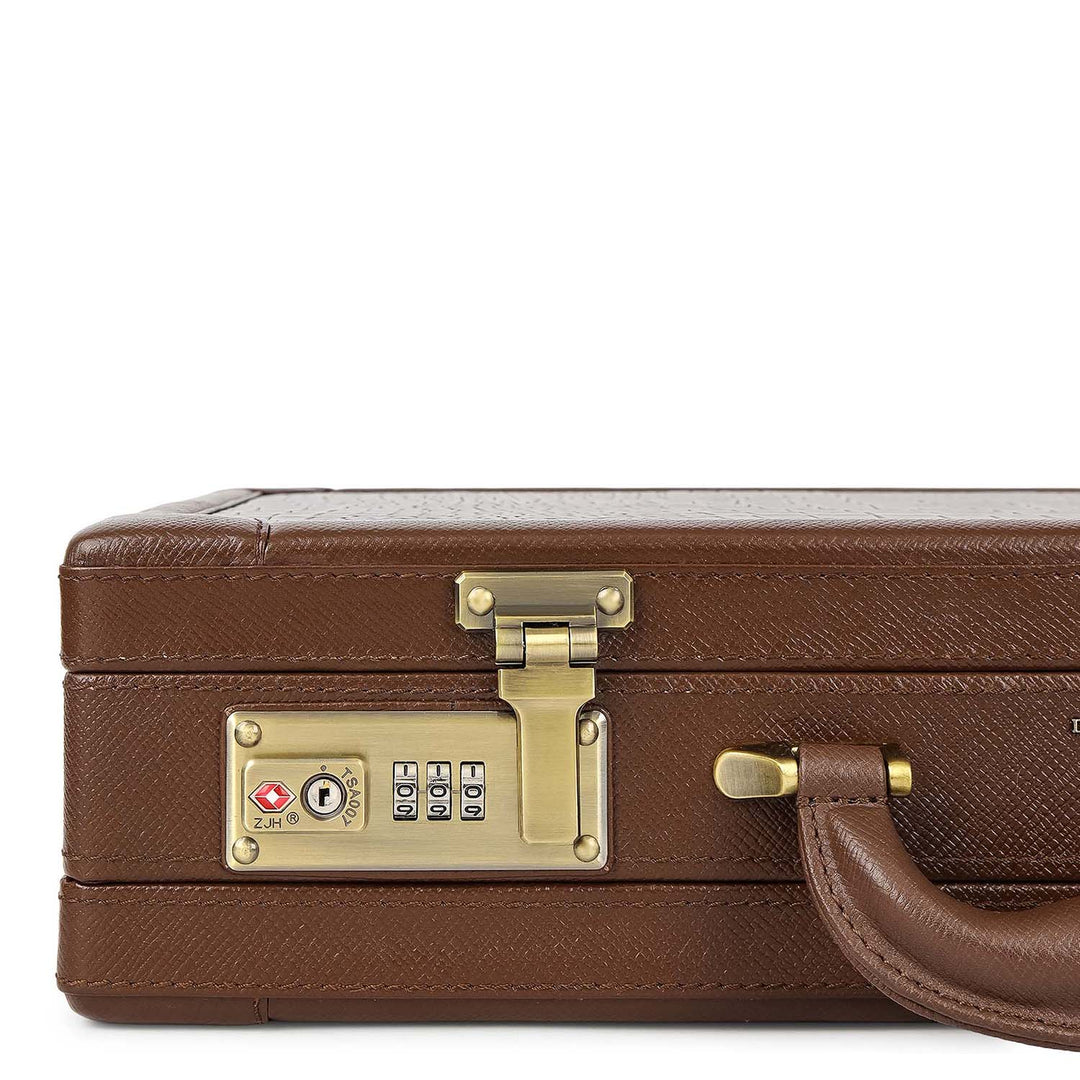 Croco-Texture Briefcase - Walnut