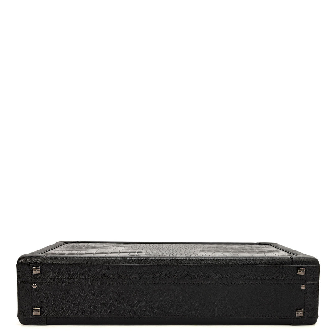 Croco Leather Brief Case - Black