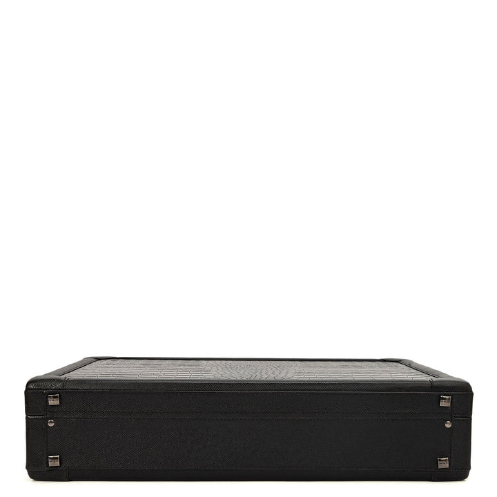 Croco Leather Brief Case - Black