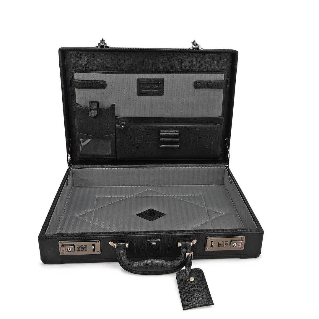Croco Leather Brief Case - Black