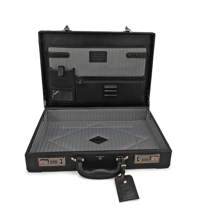 Croco Leather Brief Case - Black