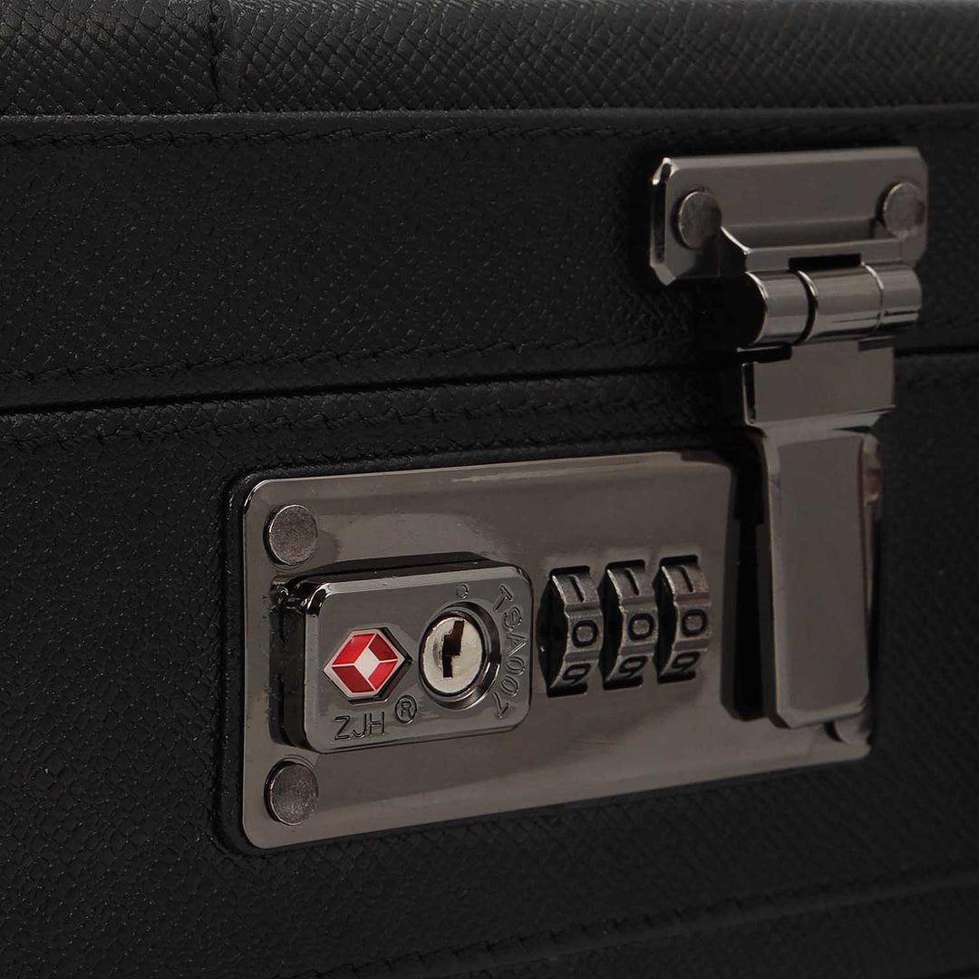 Croco Leather Brief Case - Black