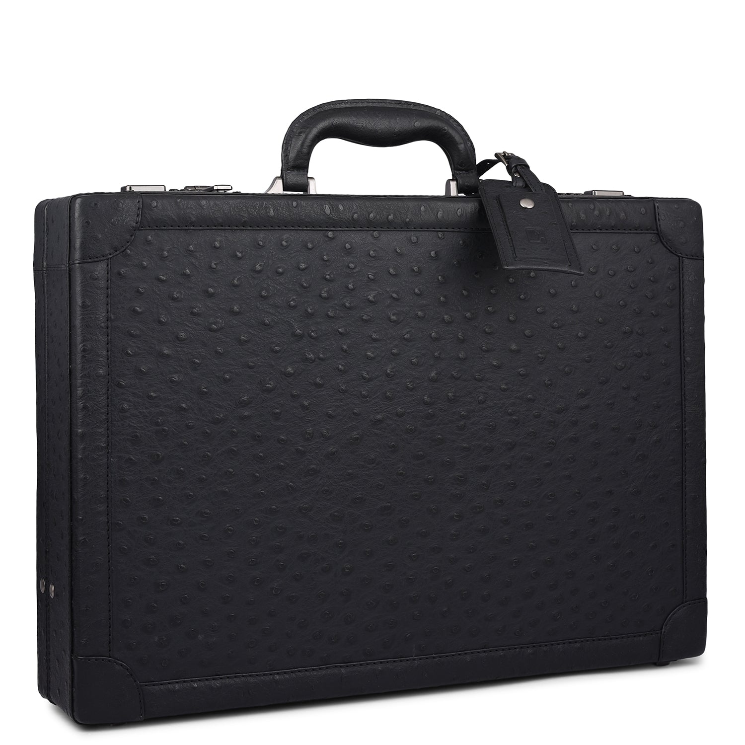 Ostrich Leather Brief Case - Black – Da Milano