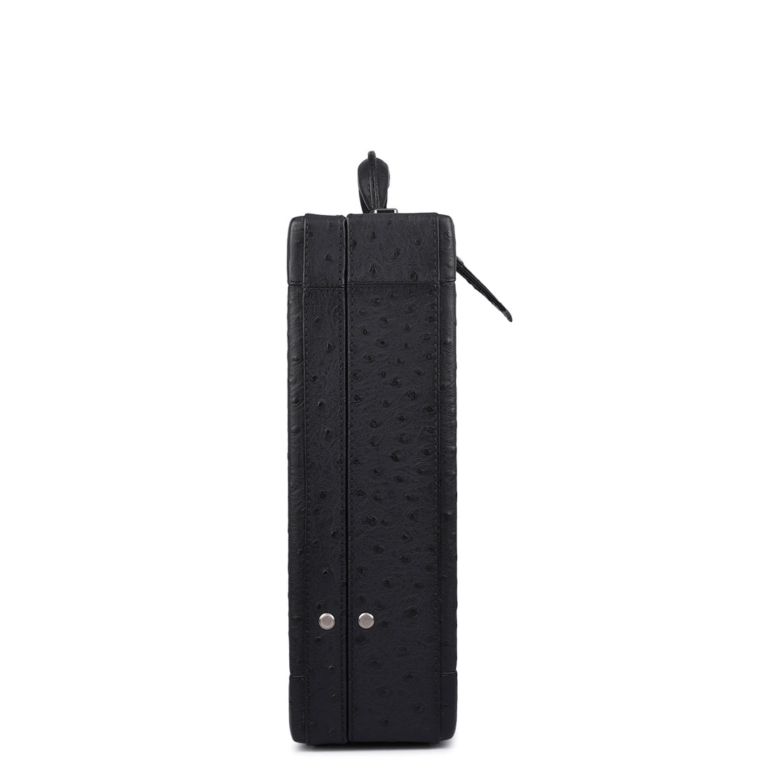Ostrich Leather Brief Case - Black