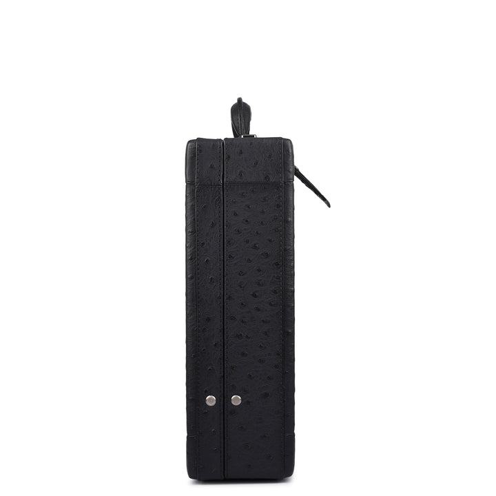 Ostrich Leather Brief Case - Black