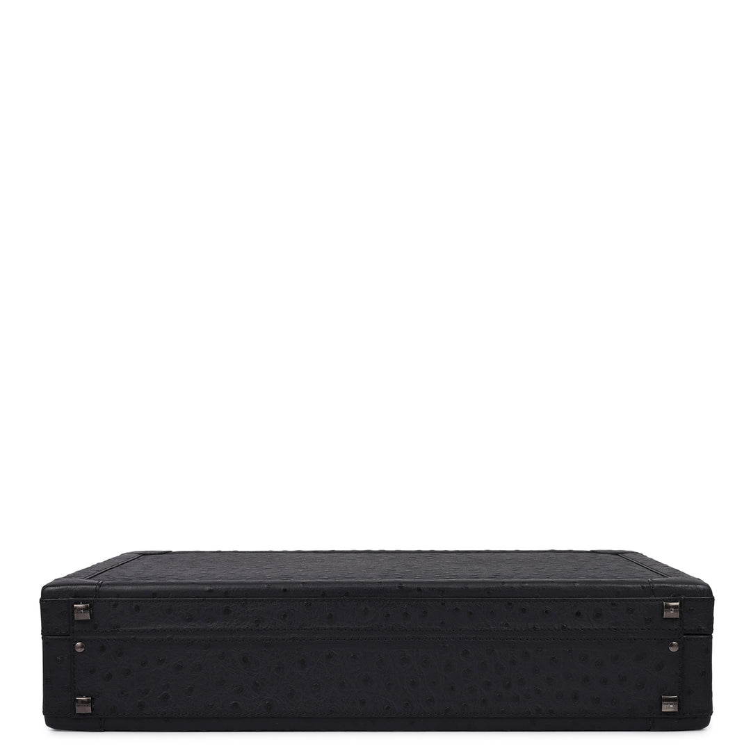 Ostrich Leather Brief Case - Black