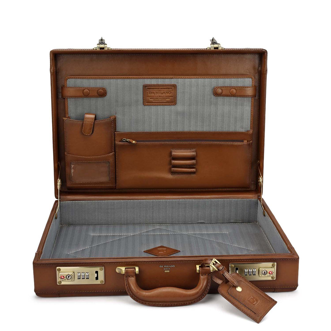 Signato Leather Brief Case - Cognac
