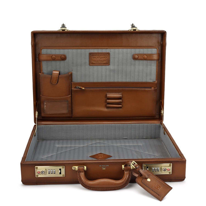 Signato Leather Brief Case - Cognac