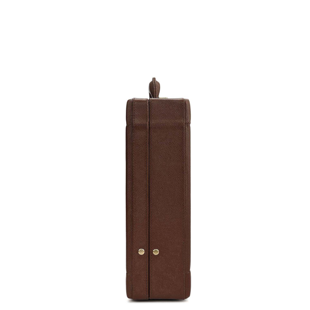 Croco Leather Brief Case - Walnut