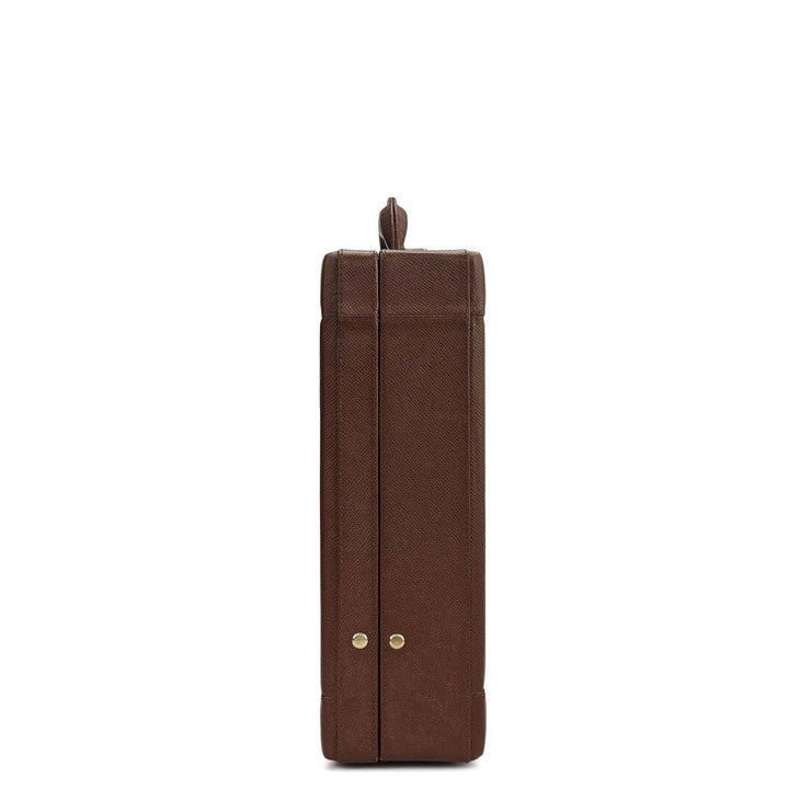 Croco Leather Brief Case - Walnut