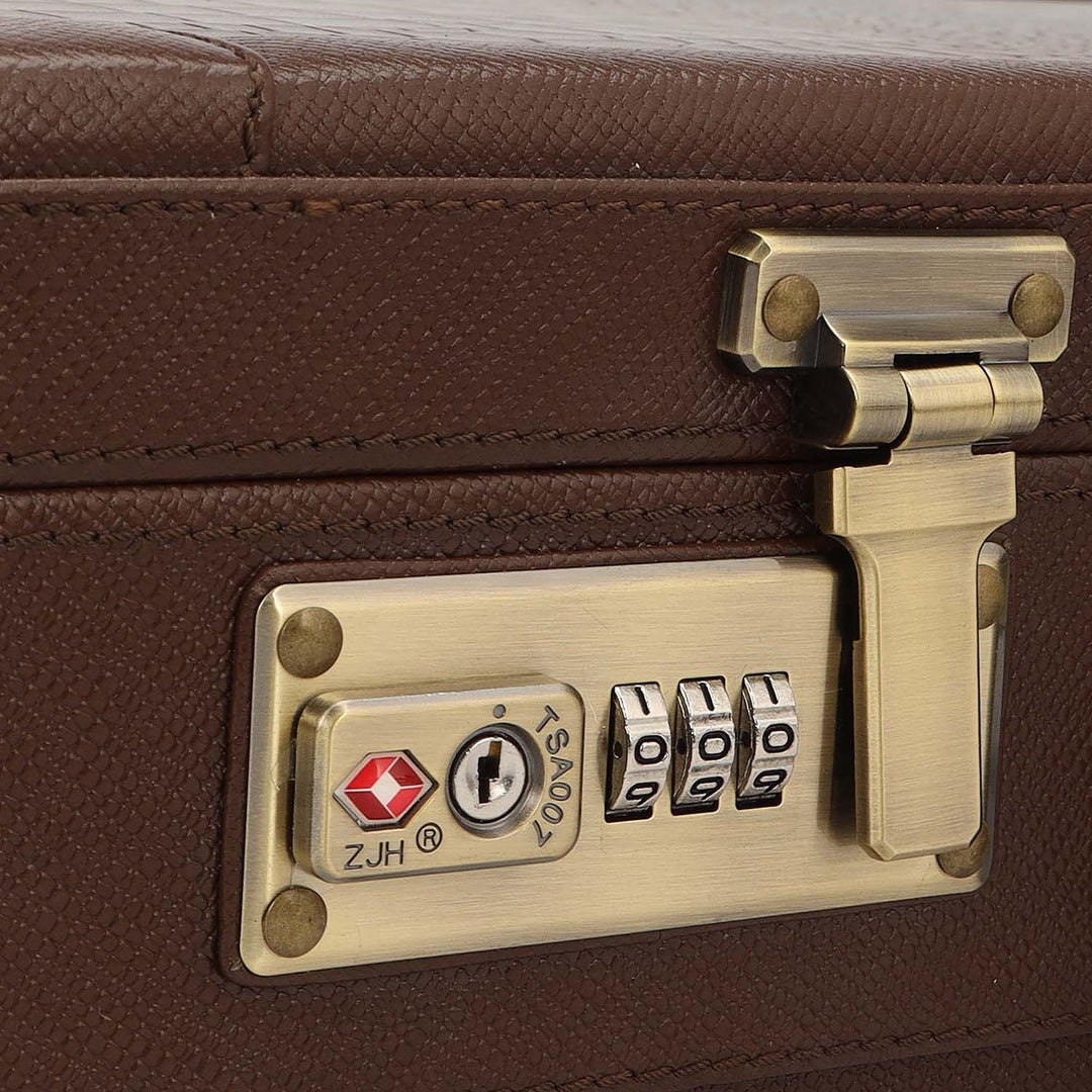 Croco Leather Brief Case - Walnut