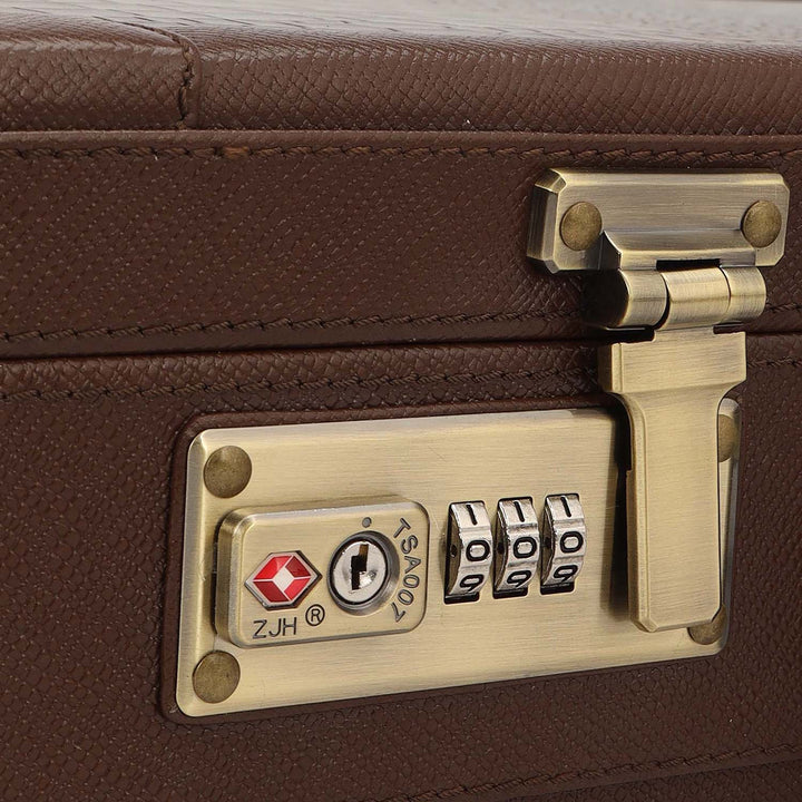 Croco Leather Brief Case - Walnut