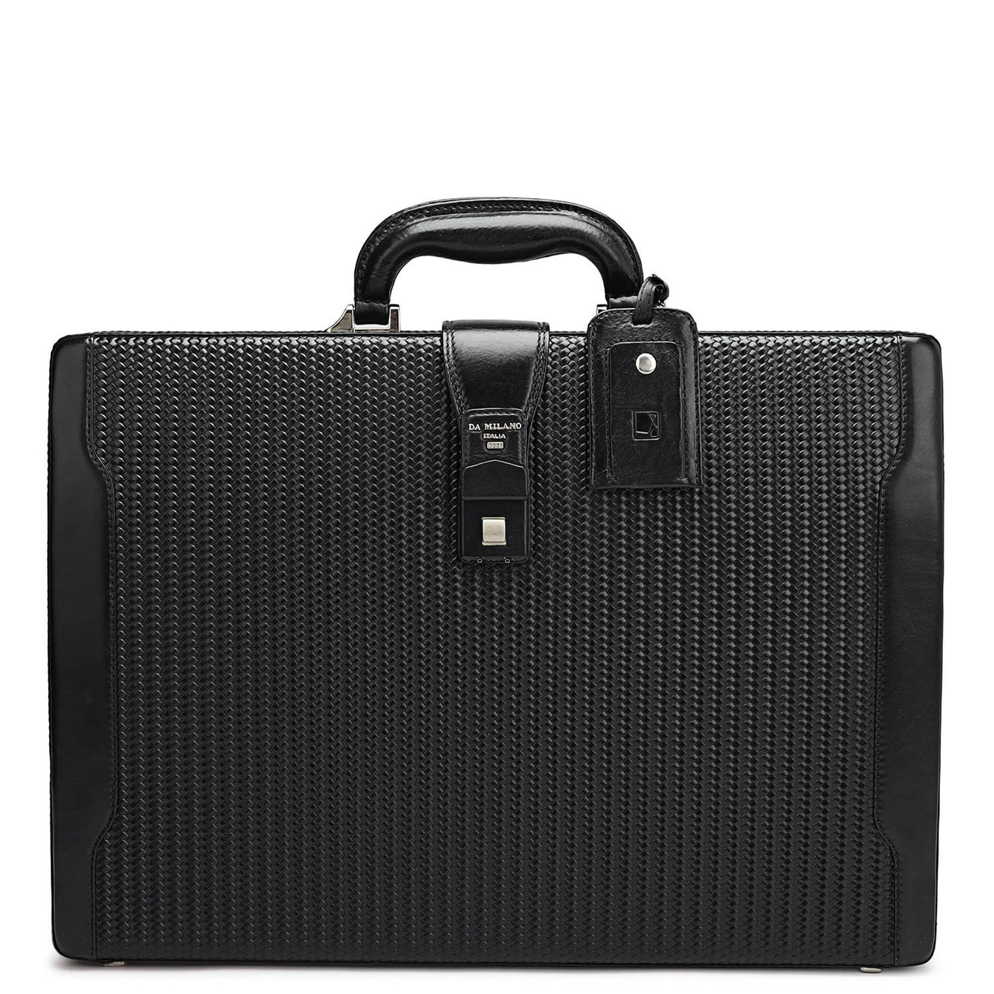 Mat Emboss Leather Briefcase - Black