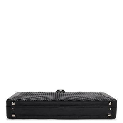 Mat Emboss Leather Briefcase - Black