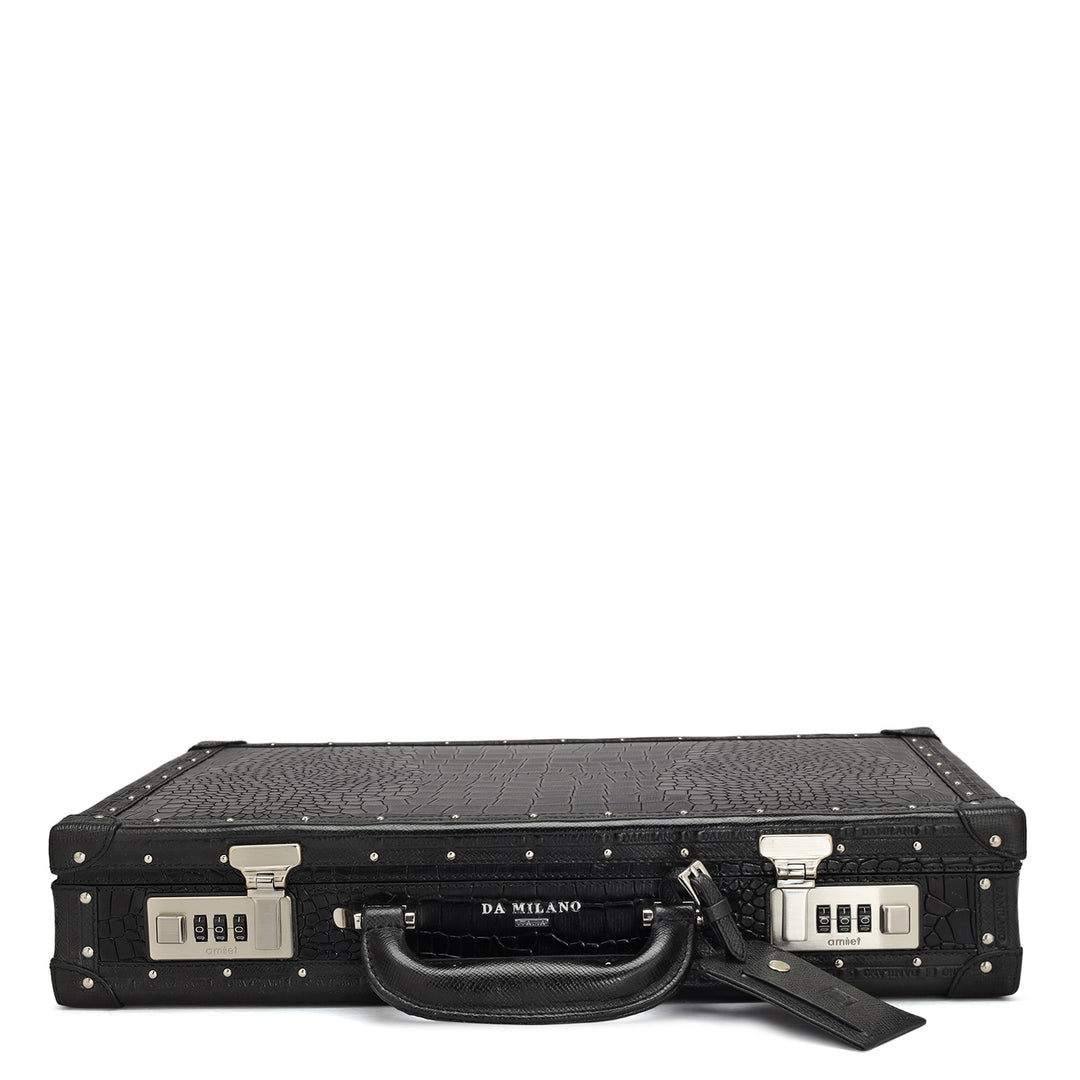 Croco Leather Briefcase - Black