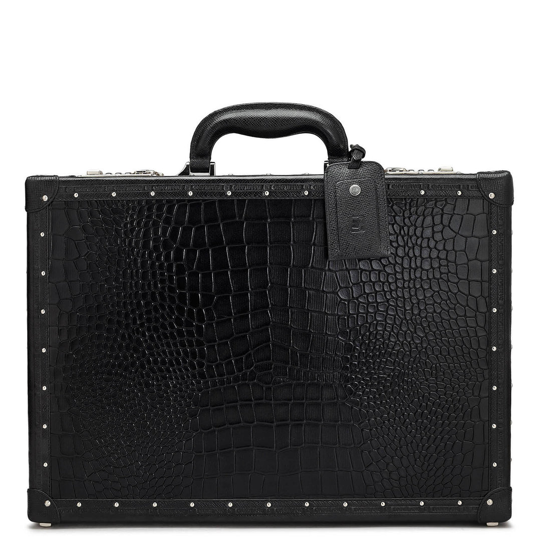 Croco Leather Briefcase - Black