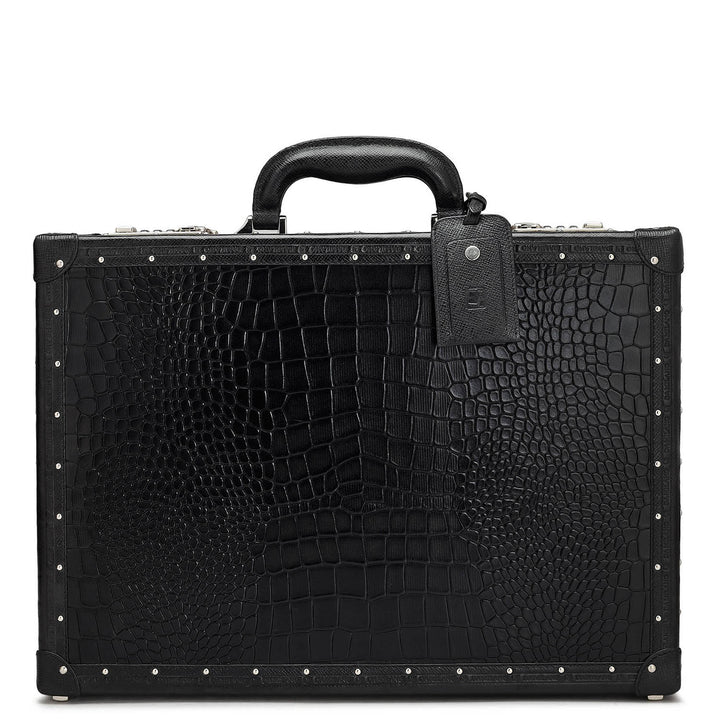 Croco Leather Briefcase - Black