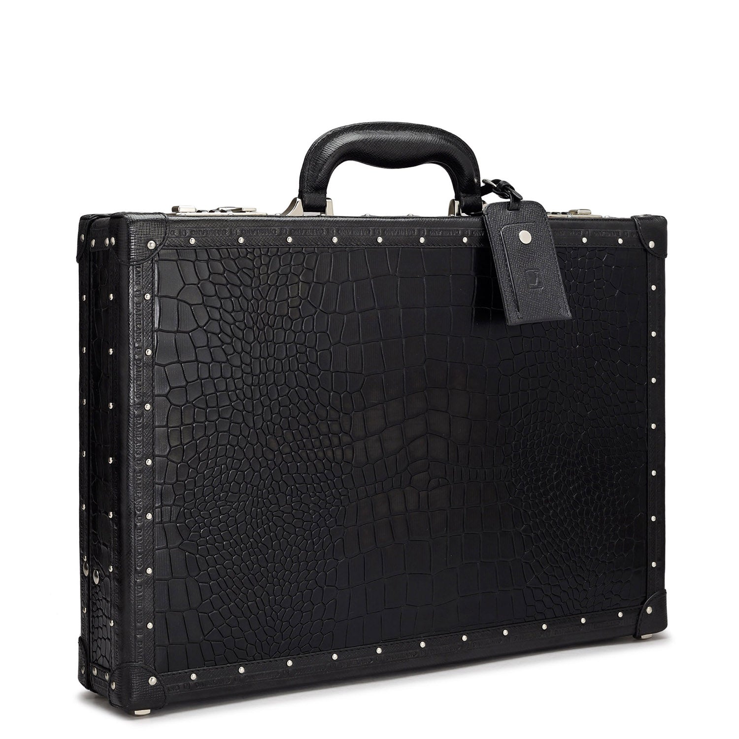 Croco Leather Briefcase - Black – Da Milano