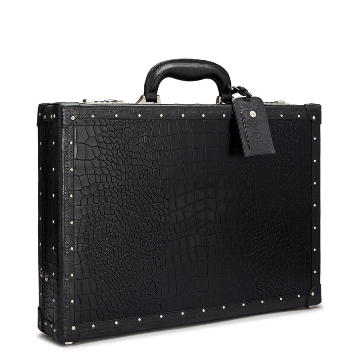Croco Leather Briefcase - Black
