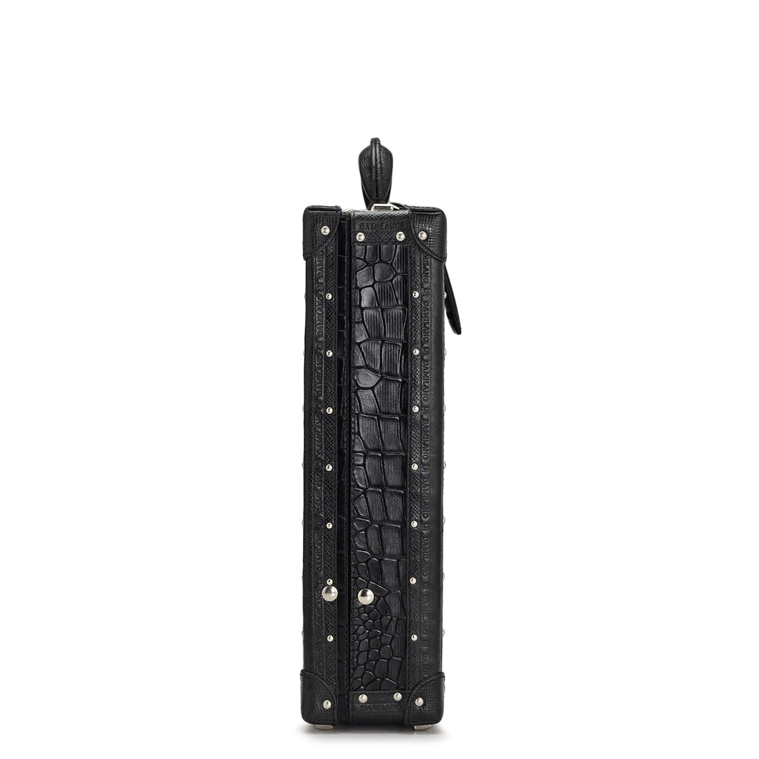 Croco Leather Briefcase - Black