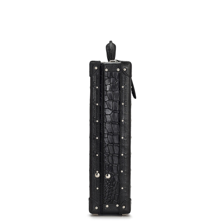 Croco Leather Briefcase - Black