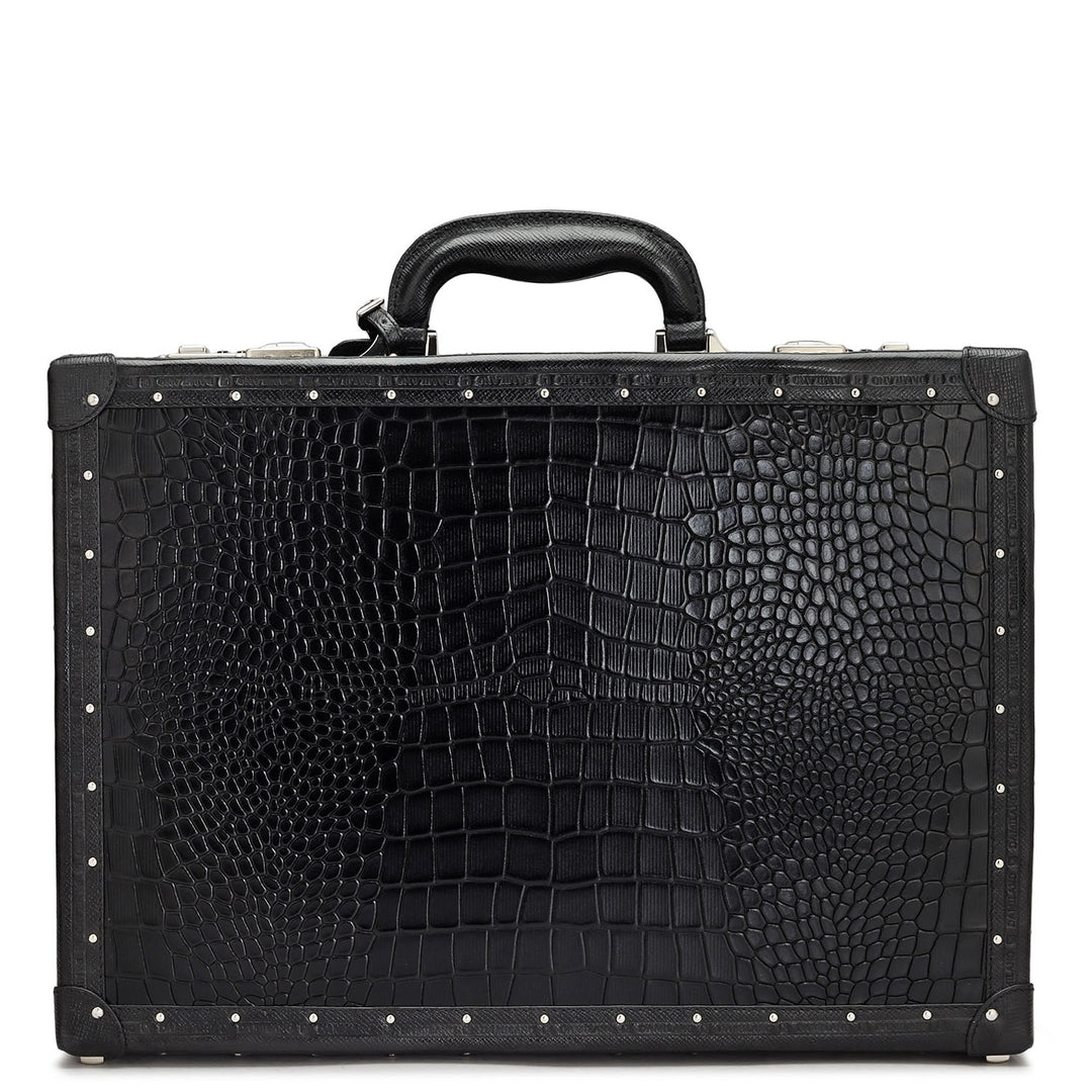 Croco Leather Briefcase - Black