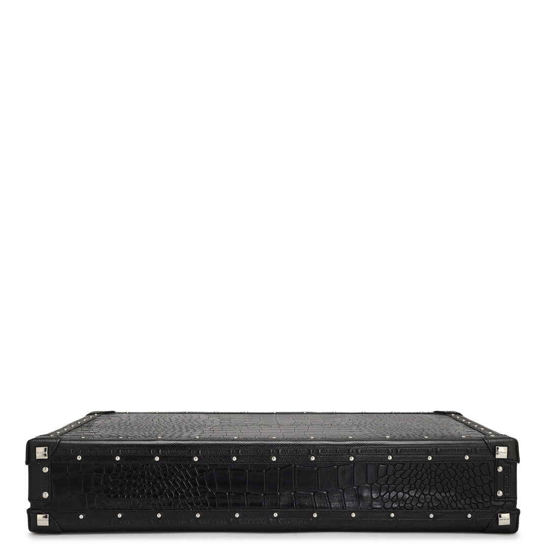 Croco Leather Briefcase - Black