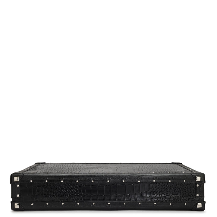 Croco Leather Briefcase - Black