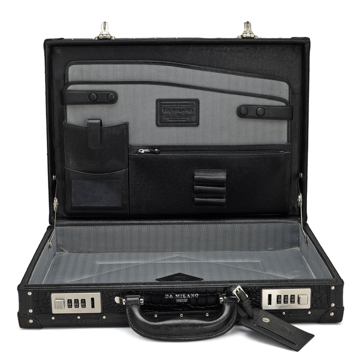 Croco Leather Briefcase - Black