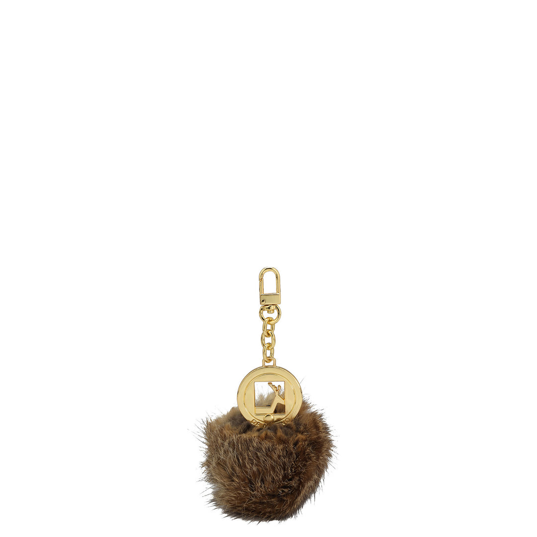 Fur Leather Bag Hanging - Beige & Brown