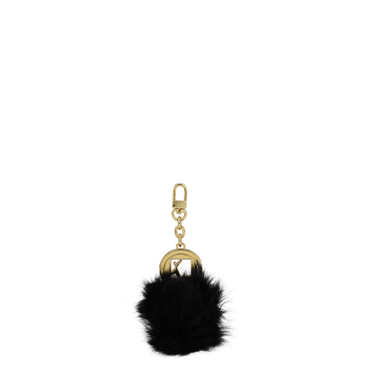 Fur Leather Bag Hanging - Black