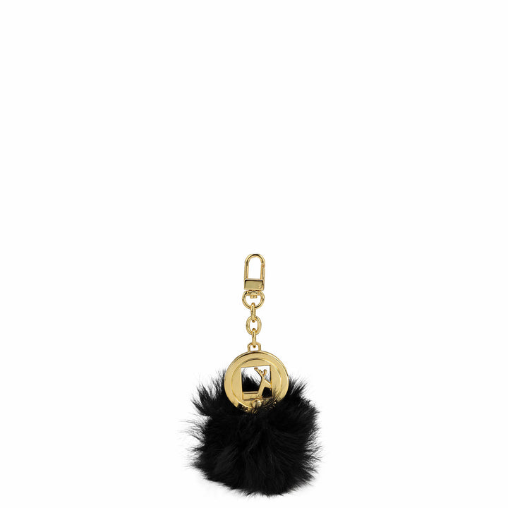 Fur Leather Bag Hanging - Black