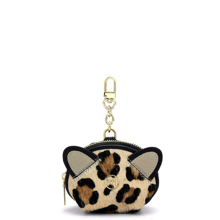 Fur Franzy Leather Bag Hanging - Beige & Black