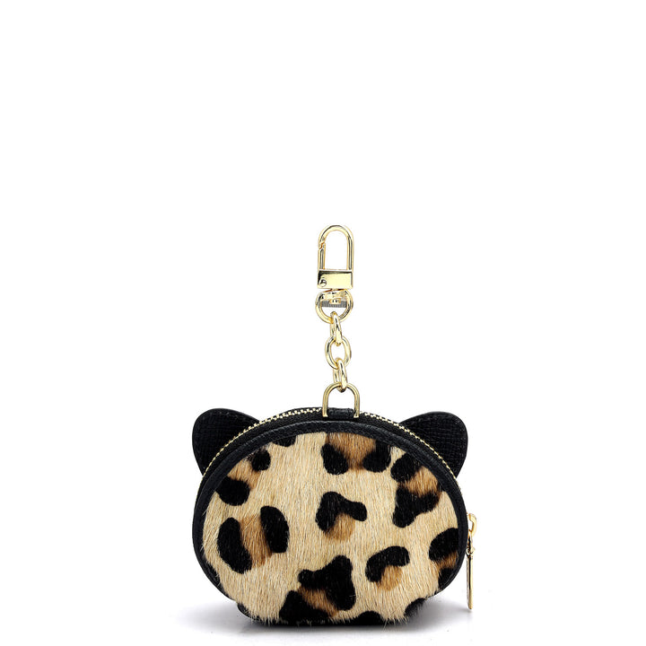Fur Franzy Leather Bag Hanging - Beige & Black