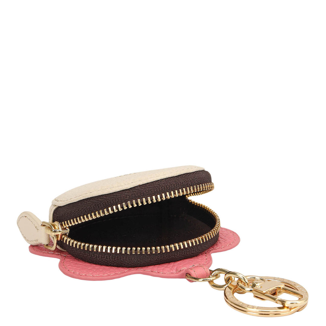 Wax Leather Bag Hanging - Marshmallow & Hyper Pink