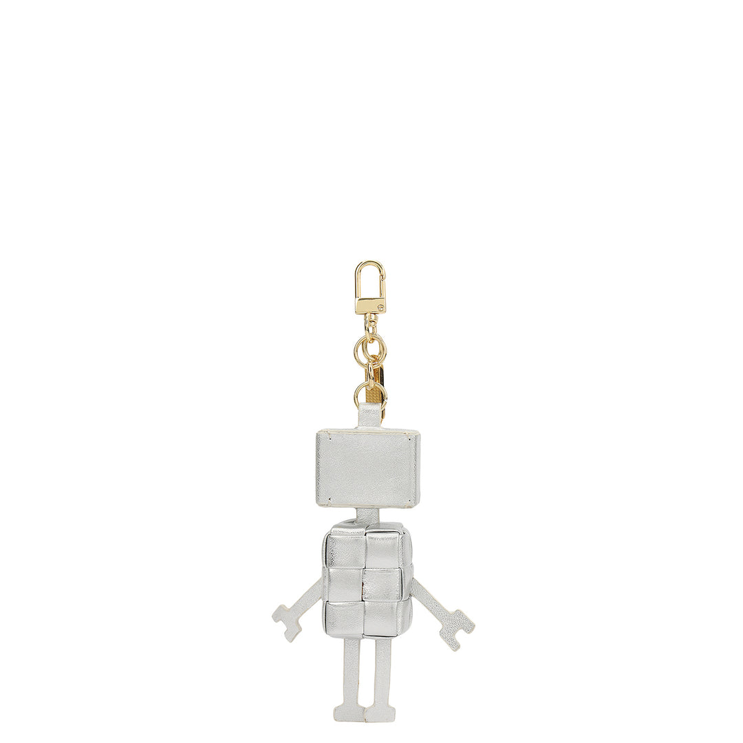 Mat Plain Leather Bag Hanging - Silver