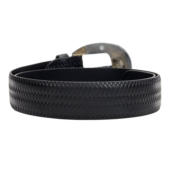 Casual Mat-Emboss Leather Ladies Belt-Black