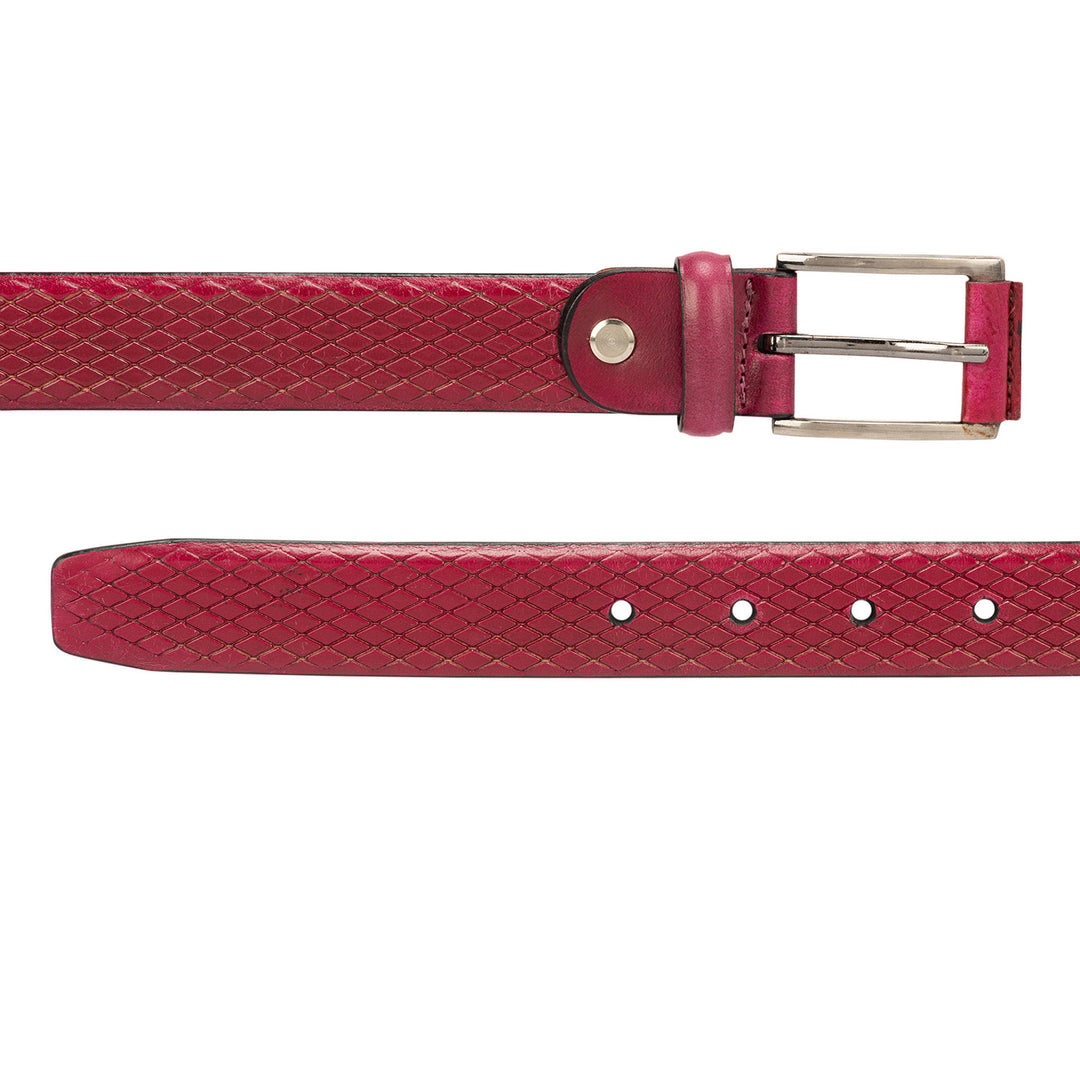 Casual Mat Emboss Leather Ladies Belt - Pink