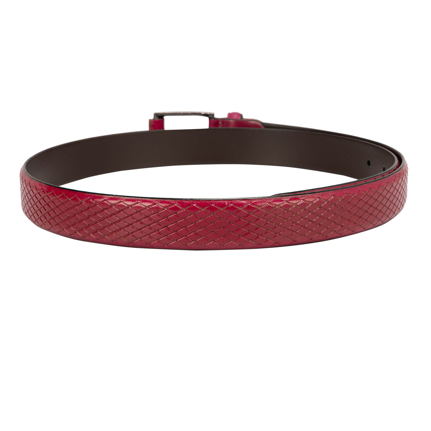 Casual Mat Emboss Leather Ladies Belt - Pink