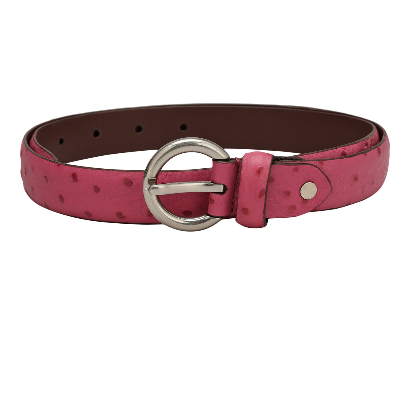Casual Ostrich Leather Ladies Belt - Majenta
