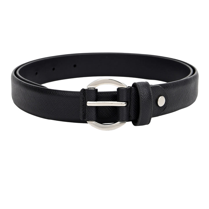 Formal Saffiano Leather Ladies Belt-Black