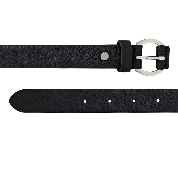 Formal Saffiano Leather Ladies Belt-Black