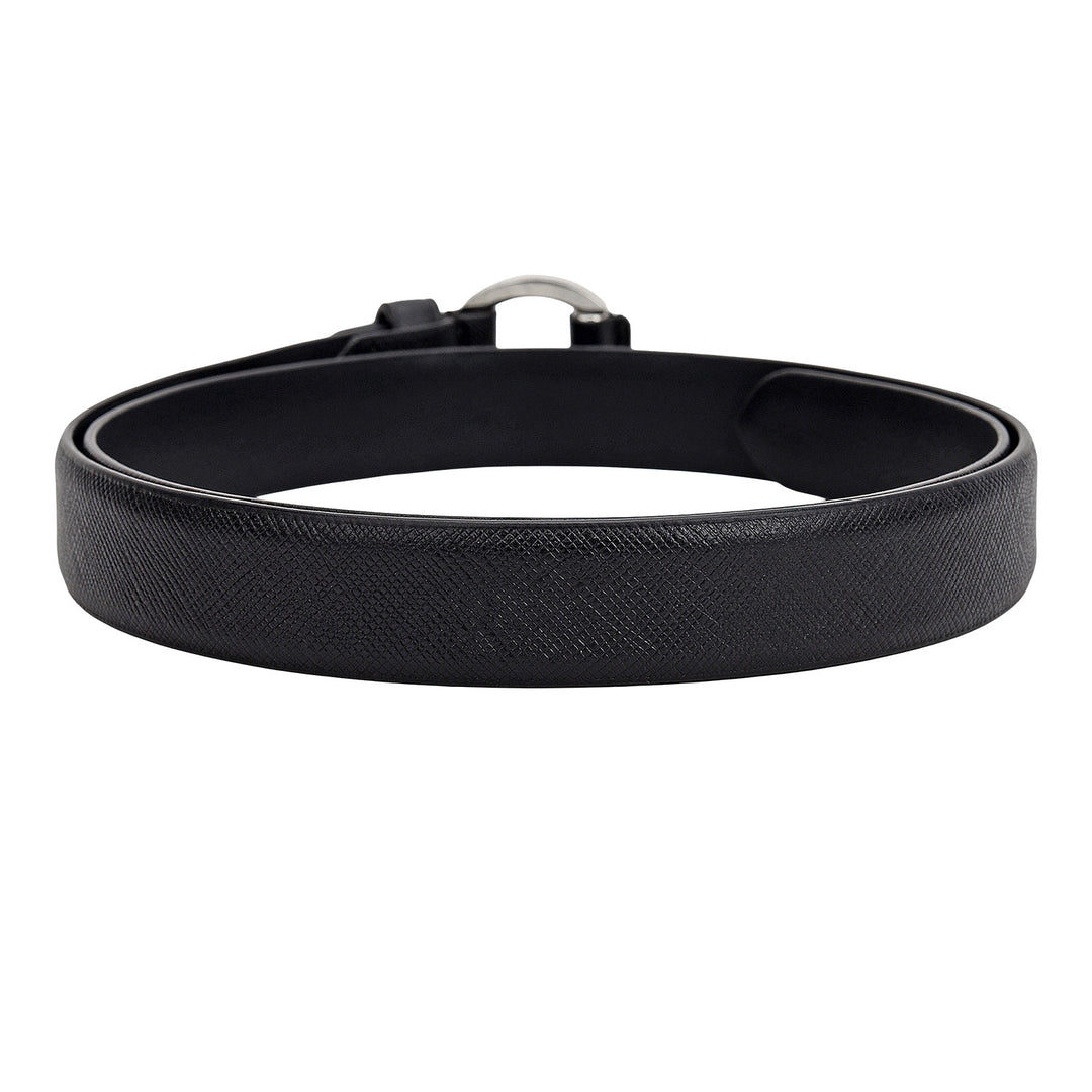 Formal Saffiano Leather Ladies Belt-Black