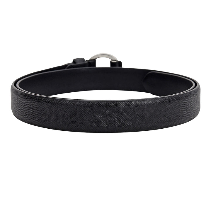 Formal Saffiano Leather Ladies Belt-Black