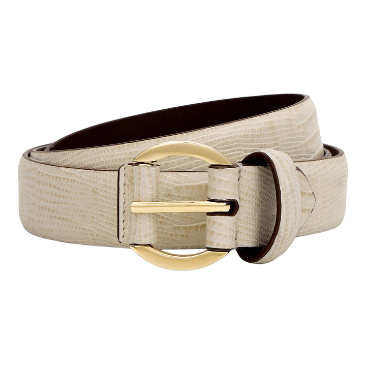 Casual Lizard Leather Ladies Belt-White